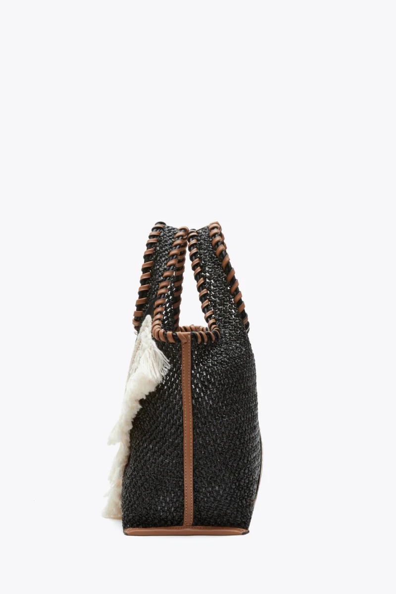 Raffia Fringe Mini Market Tote - Image 3
