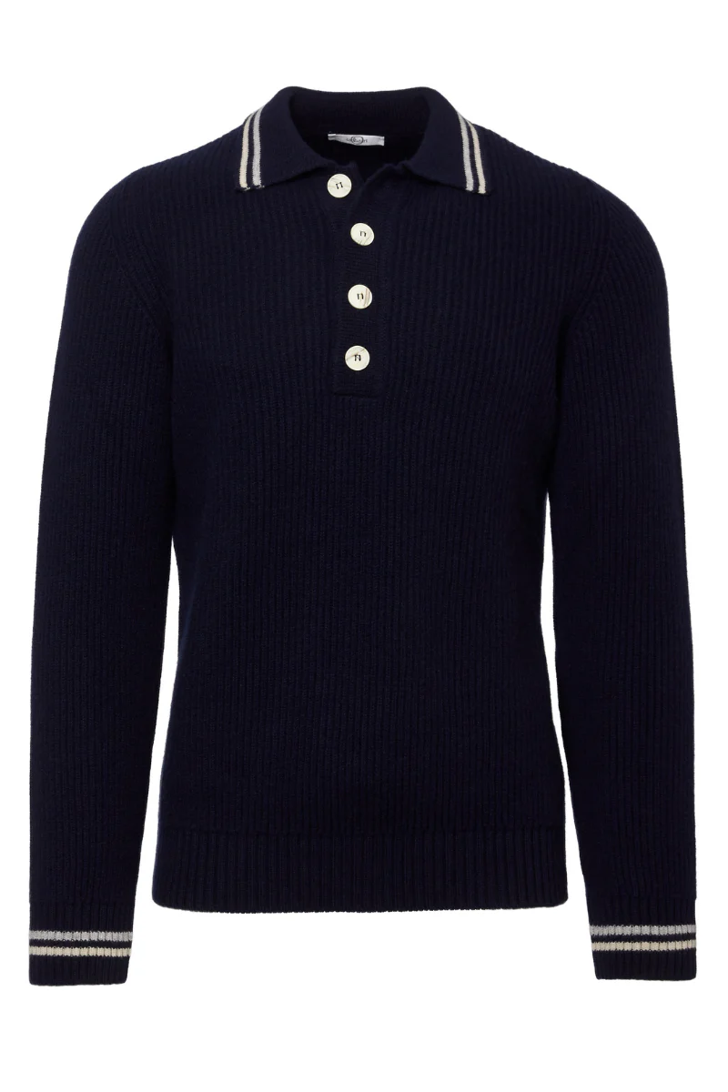 Rib Knit Polo Sweater