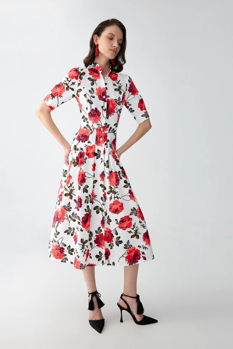 Rose-Print Shirt Dress - Image 3