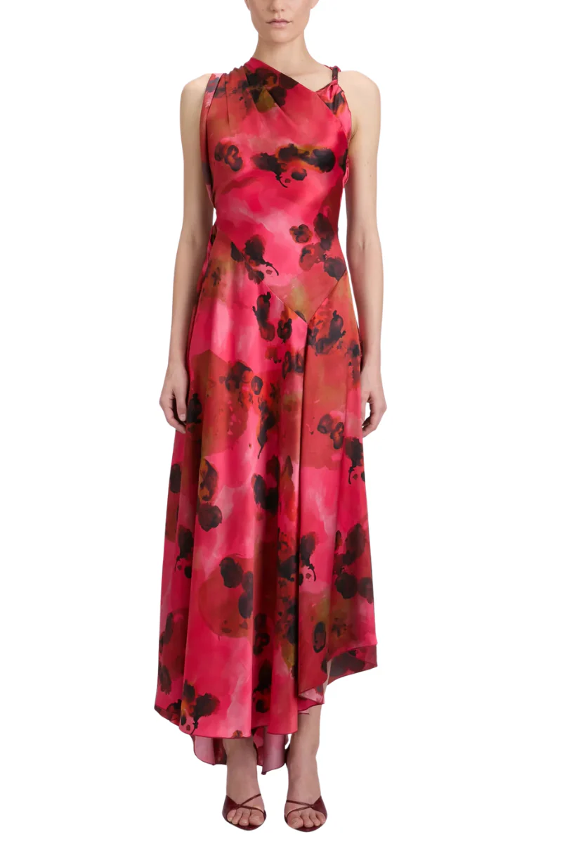 Sleeveless Draped Midi Dress