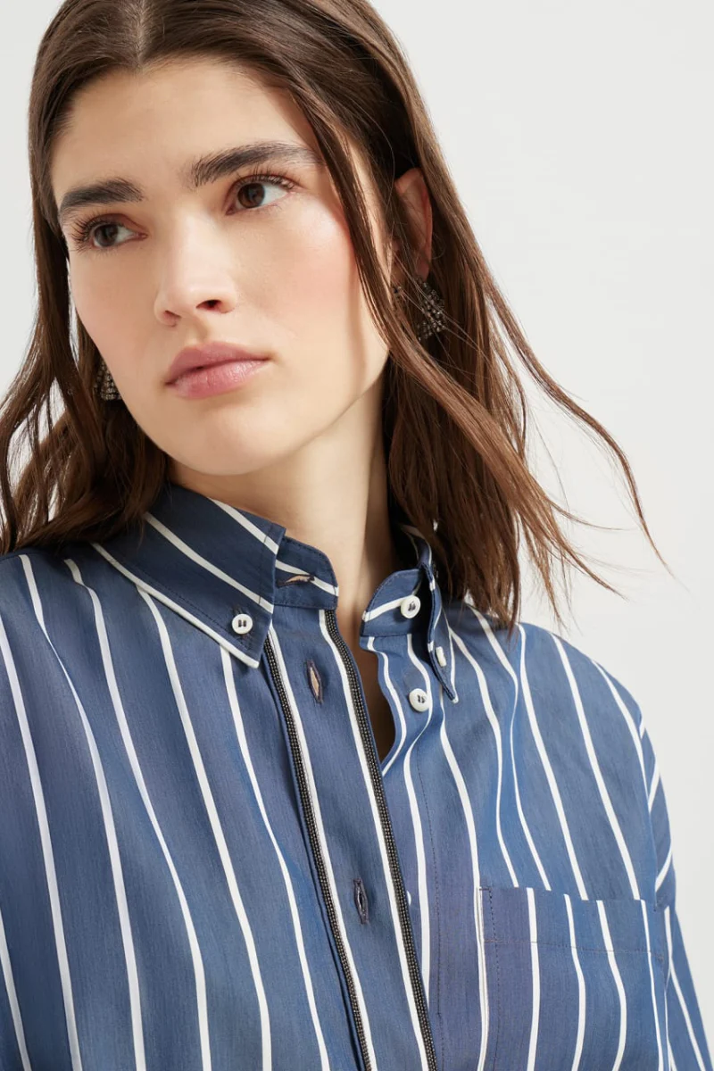 Striped Shiny Trim Poplin Shirt - Image 3