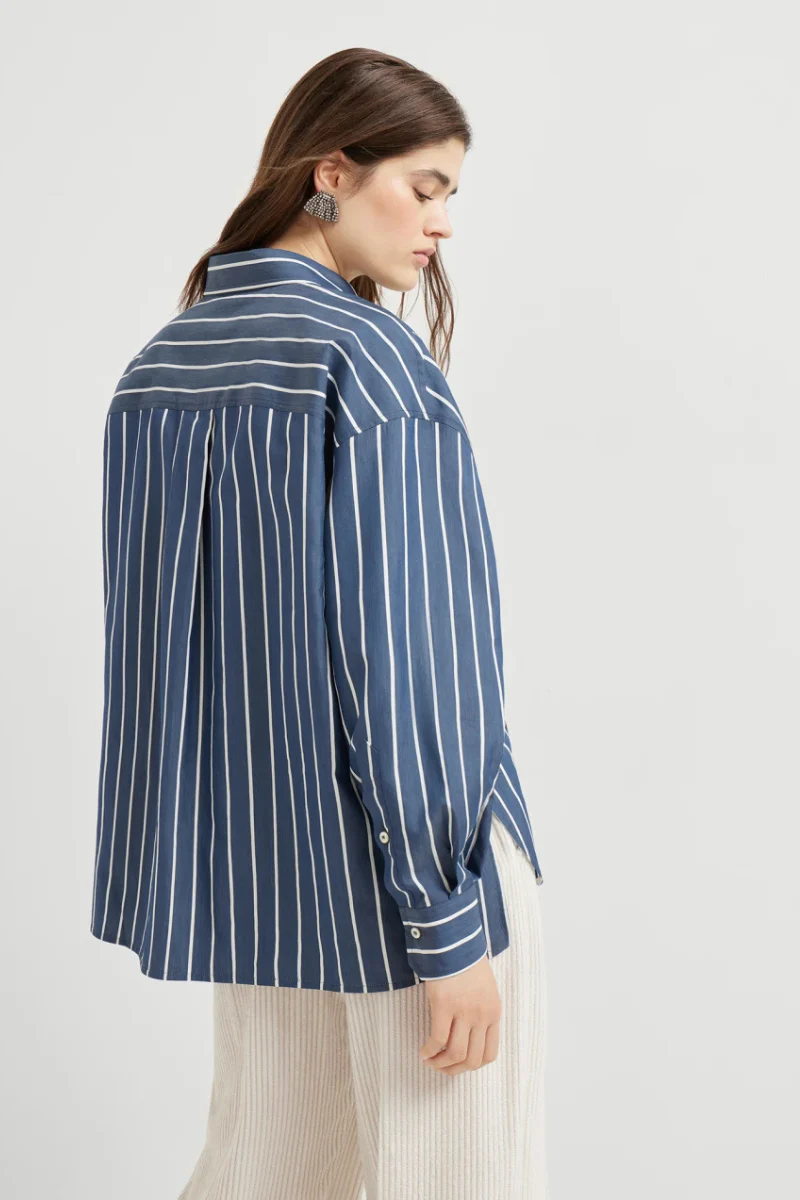 Striped Shiny Trim Poplin Shirt - Image 4