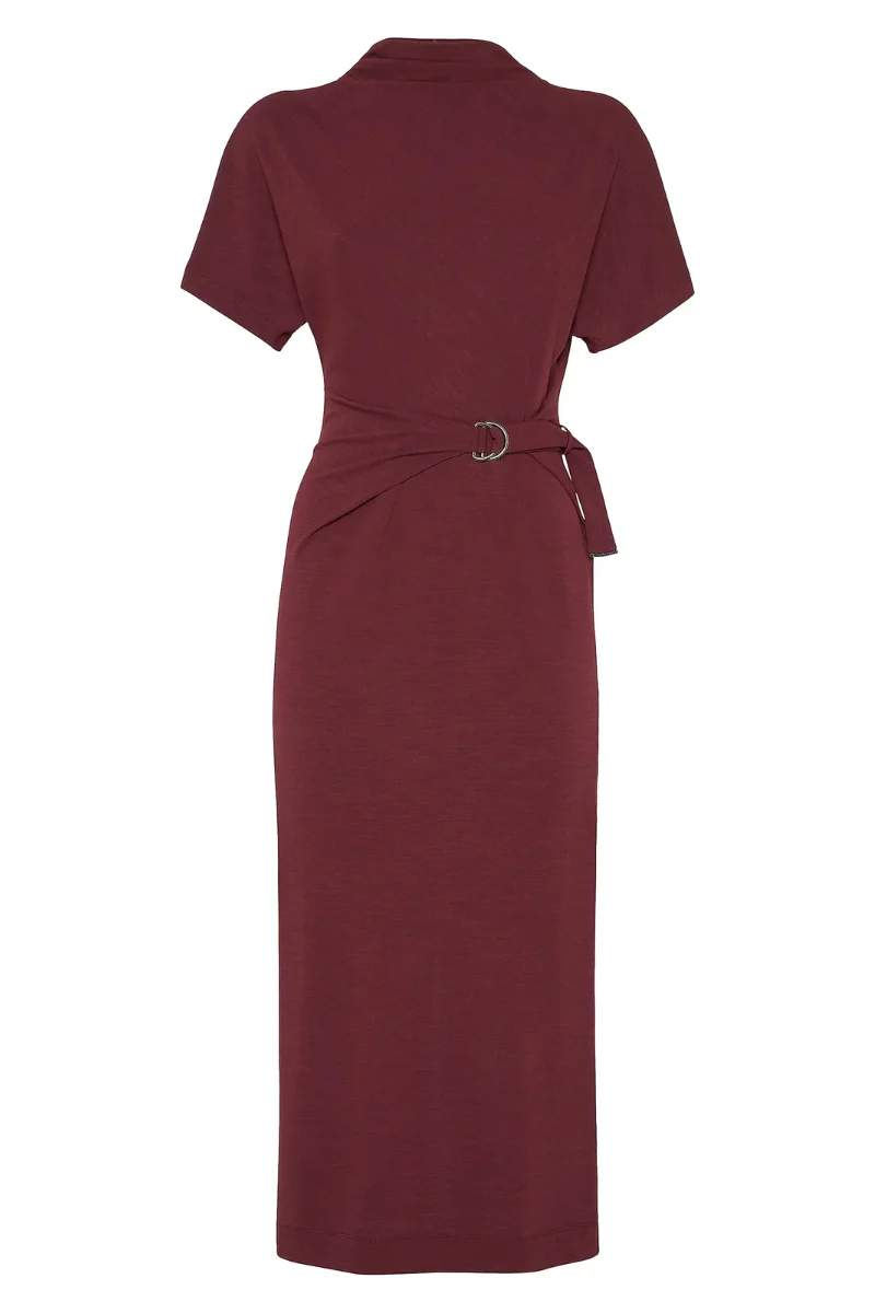 Techno Jersey Wrap Belt Dress