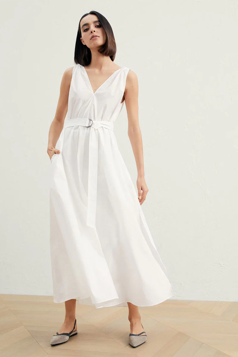 Techno Poplin Belted Dress - Image 5