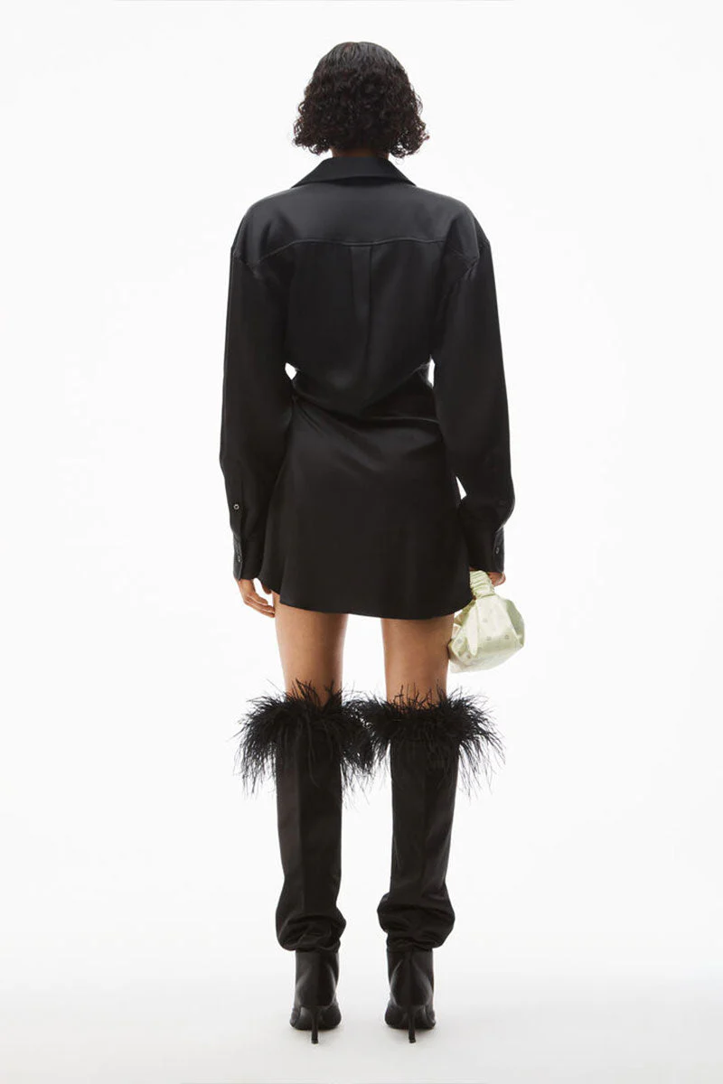 Threaded Placket Draped Shirt Dress - Image 3