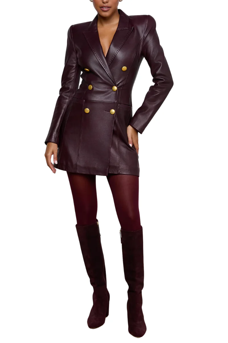 Tora Leather Blazer Dress