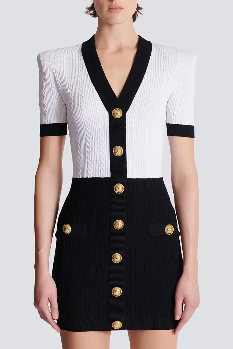 Two-Tone Cableknit Dress - Image 2