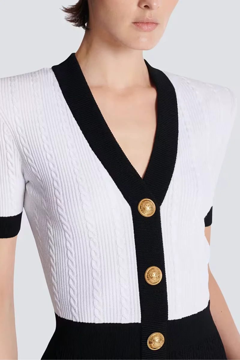 Two-Tone Cableknit Dress - Image 4