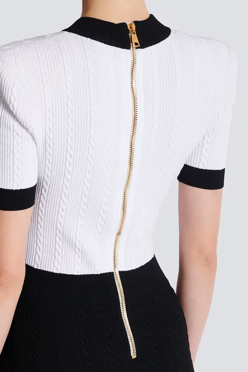 Two-Tone Cableknit Dress - Image 5
