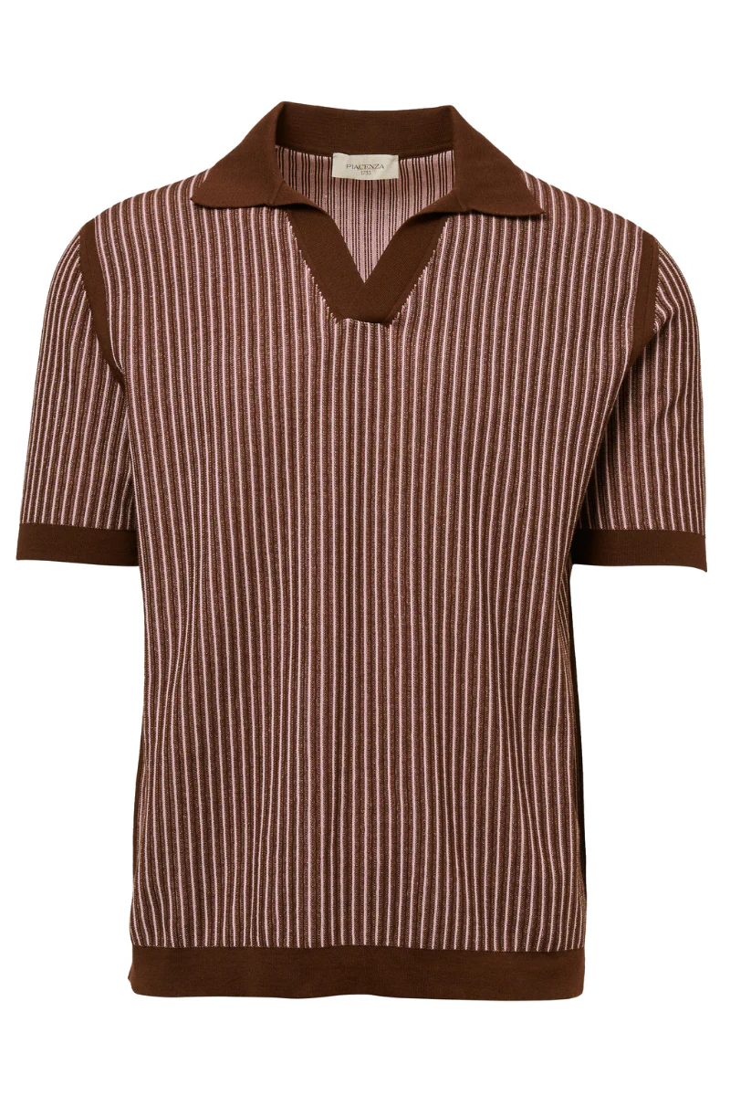 Two Tone Pinstripe Stitch Polo - Image 2