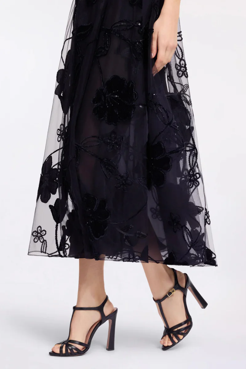 Velvet Embroidered Midi Dress - Image 2