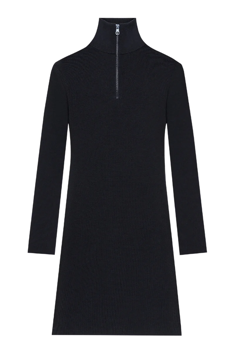 Zipped Mockneck Dress